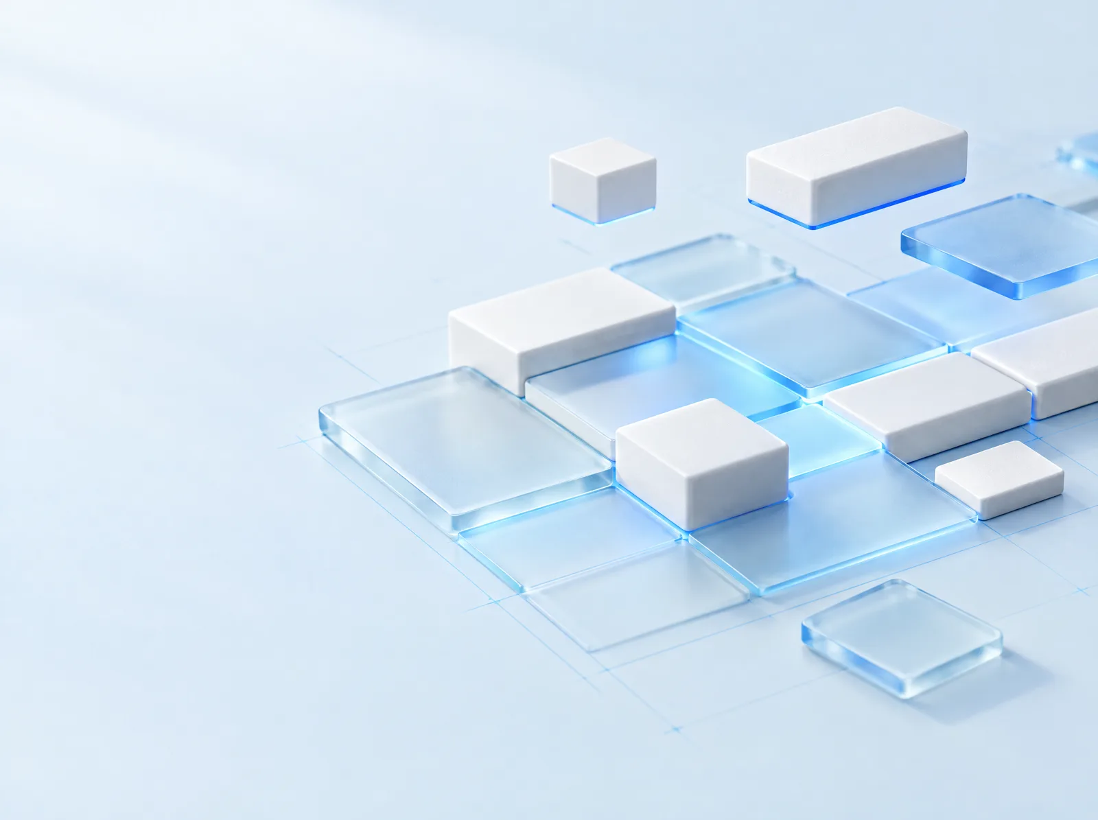 Glass and ceramic modules being arranged into a grid
